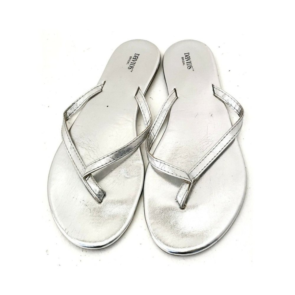 David's Bridal Silver Sandal Women's Size 8.5 Wedding Formal Slide Slip On